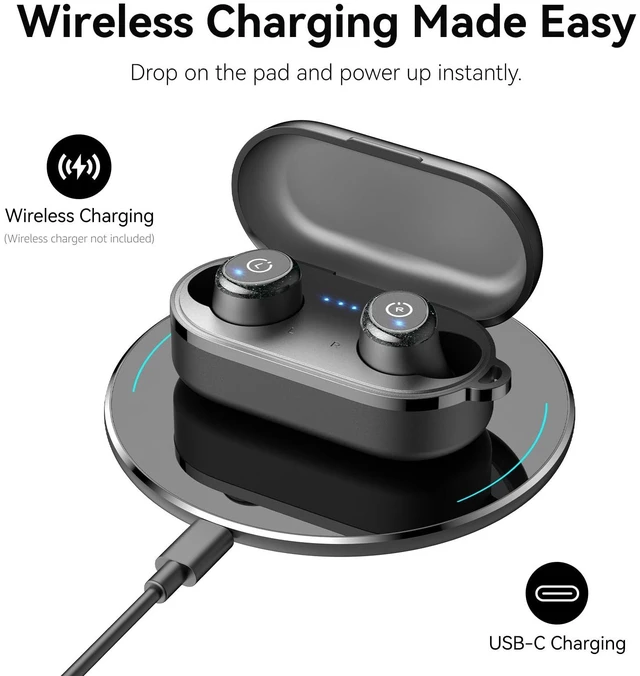 Alt view image 14 of 14 - T10 Wireless Earbuds Bluetooth 5.3 Headphones, App Customize EQ, Ergonomic Design, 55H Playtime, Wireless Charging Case, IPX8 Waterproof Sound in-Ear Headset, New Version
