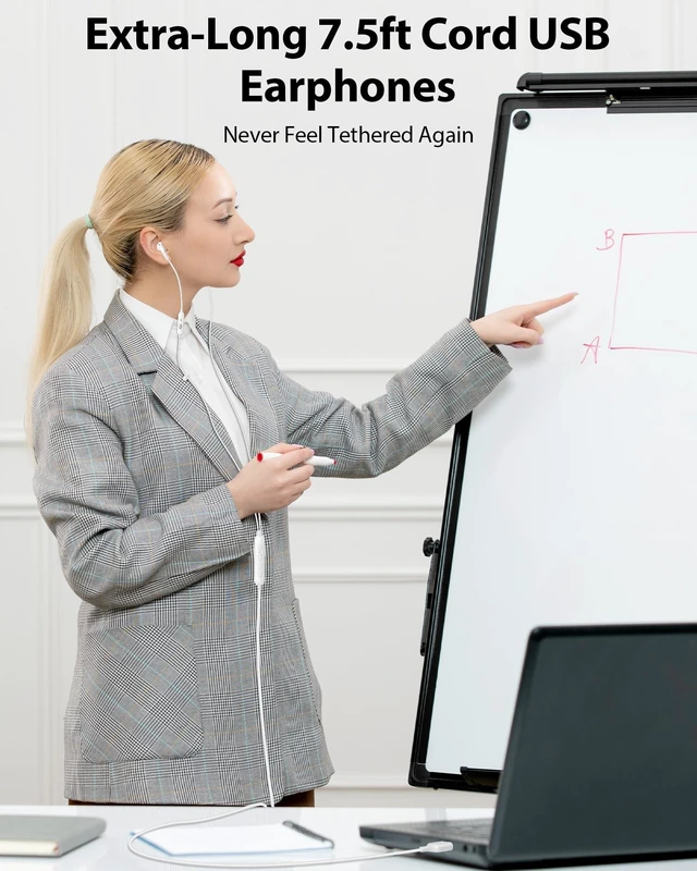 Alt view image 10 of 10 - iMangoo 3 EQ Music Mode USB Earbuds with Microphone PC Laptop Earphones, 7.5FT Tangle-Free Long Cord Lightweight Small in Ear Buds Wired Headphone Wire Headset Computer for School Online Classes White