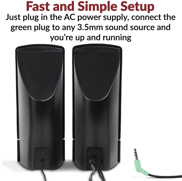 Alt view image 10 of 14 - CA-2014 2.0 Computer Speakers, 4W, Stereo Sound | Great for Desktop PCs and Laptops; 3.5mm Audio Connection; Front Volume Control; Headphone Jack; AC Power Adapter