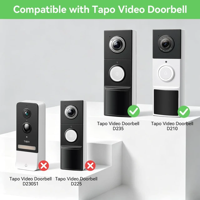 Alt view image 9 of 14 - Anti-Theft Video Doorbell Mount Compatible with Tapo D210/ D225/ D235 Camera, No Block Motion Sensor, Adjustable No-Drill Mounting Bracket Accessories for Home Rentals Office
