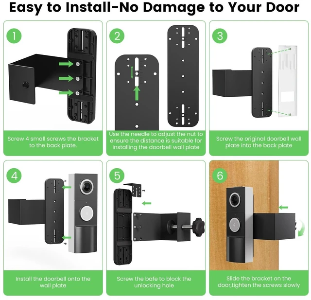 Alt view image 12 of 14 - Anti-Theft Video Doorbell Mount Compatible with Tapo D210/ D225/ D235 Camera, No Block Motion Sensor, Adjustable No-Drill Mounting Bracket Accessories for Home Rentals Office