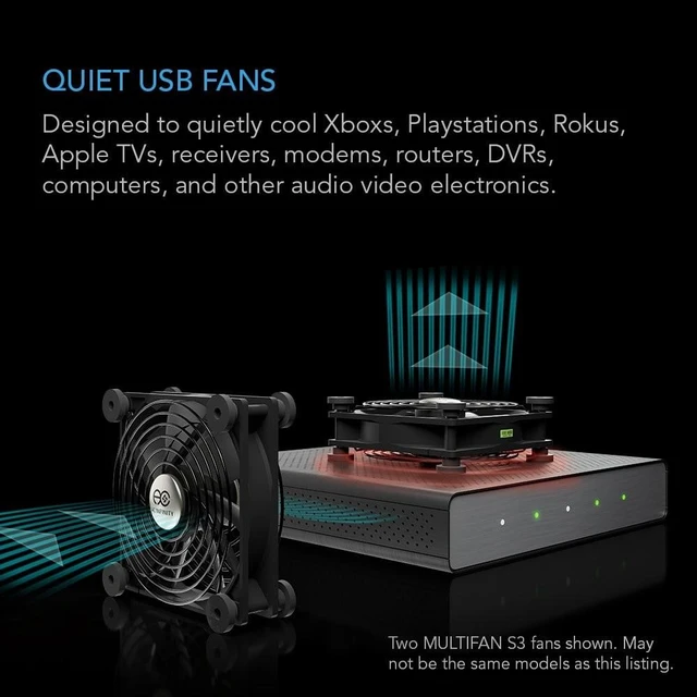 Alt view image 7 of 10 - AC Infinity MULTIFAN S4, Quiet 140mm USB Fan, UL-Certified for Receiver DVR PlayStation Xbox Computer Cabinet Cooling
