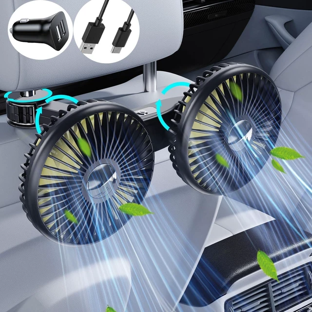 Alt view image 6 of 10 - NIFBANG Dual Head Car Fan for Back Seat,Battery Powered Rechargeable Car Backseat Fans for Kids Baby Dog,360 Rotatable Rear Headrest Cooling Fans,Carseat Cooler Fan that Blow Cold Air for RV SUV