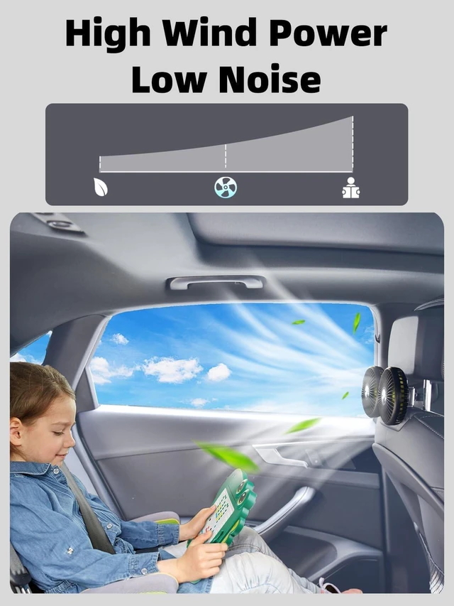 Alt view image 9 of 10 - NIFBANG Dual Head Car Fan for Back Seat,Battery Powered Rechargeable Car Backseat Fans for Kids Baby Dog,360 Rotatable Rear Headrest Cooling Fans,Carseat Cooler Fan that Blow Cold Air for RV SUV