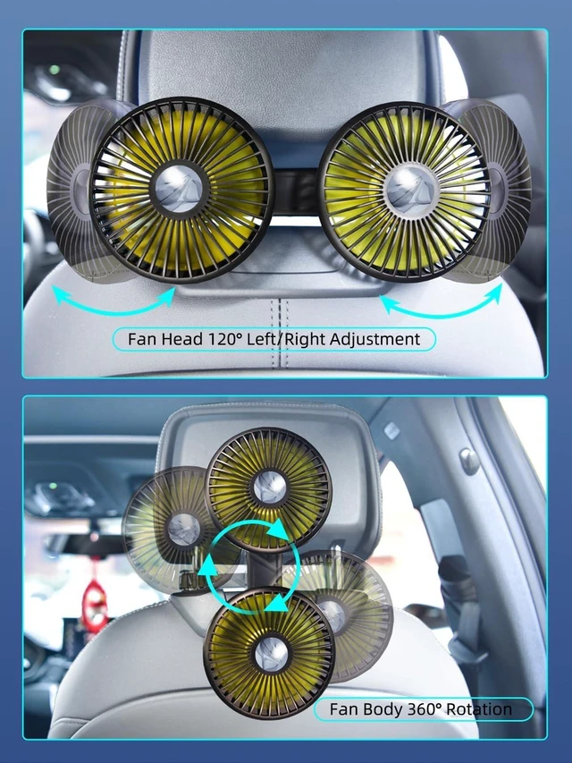 Alt view image 7 of 10 - NIFBANG Dual Head Car Fan for Back Seat,Battery Powered Rechargeable Car Backseat Fans for Kids Baby Dog,360 Rotatable Rear Headrest Cooling Fans,Carseat Cooler Fan that Blow Cold Air for RV SUV