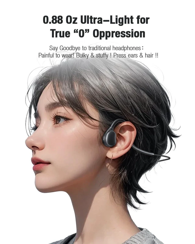 Alt view image 8 of 10 - USB C Wired Headphones,Open Ear Headphones with Mic Air Conduction Wired Earbuds with Premium Sound Headset Perfect for with New iPhone 15 & 16, Samsung & Android Type C Phones- Black
