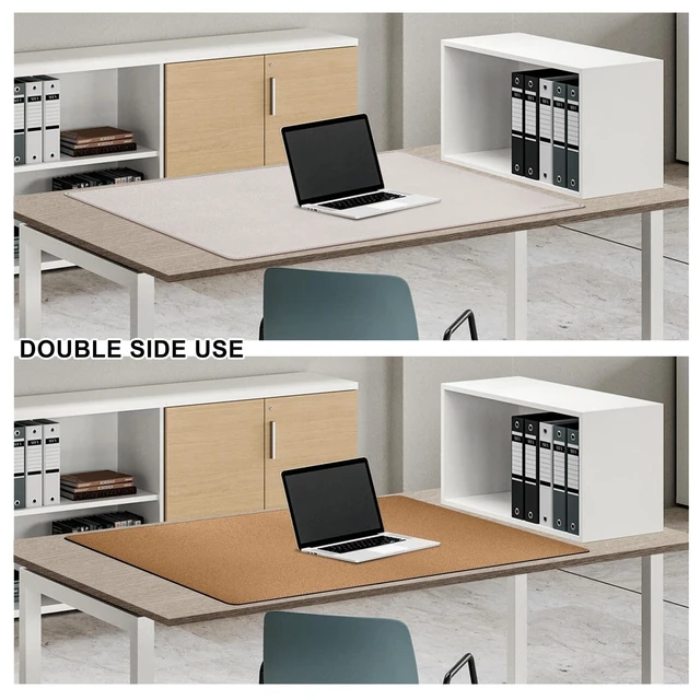Alt view image 10 of 10 - MAIDERN 40x 24 Leather Desk Pad, Reversible Large Desk Mat, Cork & Leather Large Mouse pad for Desk, Waterproof Computer Desk Pad for Gaming Home Office (Cream)