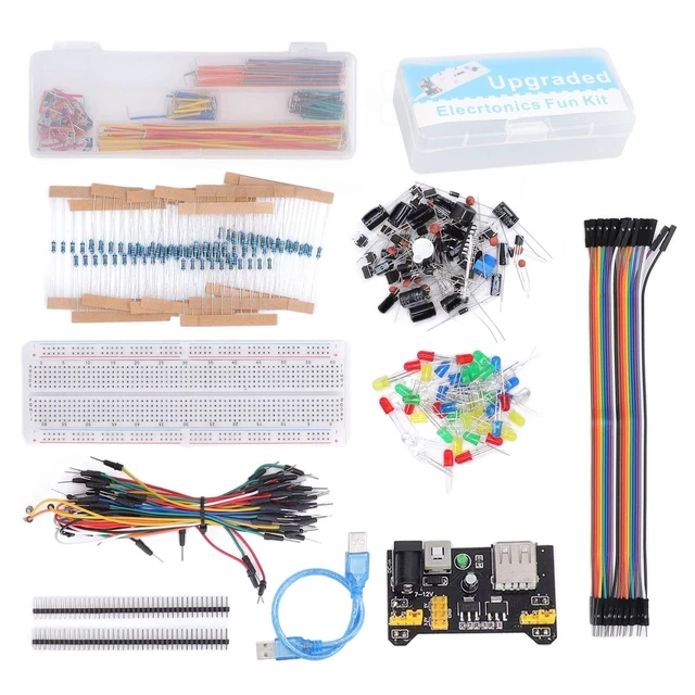 Alt view image 6 of 10 - Electronics Component Kit, Starter Fun Assortment with 830 Tie Points Breadboard, Over 400 Components