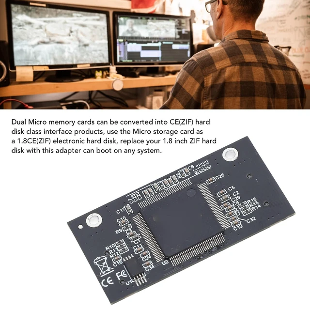 Alt view image 7 of 10 - goodstumbler Dual Micro SD Card Adapter: PCB to ZIF SSD Converter for Laptops and Gaming Consoles, Black