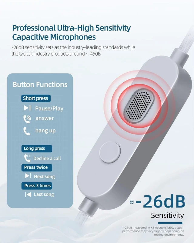 Alt view image 8 of 10 - KZ Duet Dual Driver Wired Earbuds for Gaming in-Ear Headphones with Microphone for PC, Mobile, Nintendo Switch, Noise Isolating Fit, HiFi Deep Bass Ear Buds Convenient for Travel (Black, Mic)