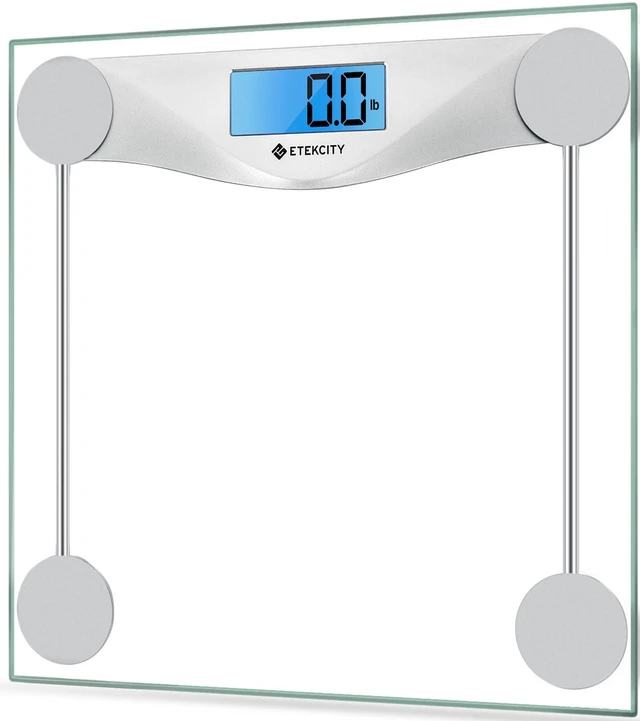 Alt view image 8 of 14 - Digital Body Weight Bathroom Scale, Large Blue LCD Backlight Display, High Precision Measurements,6mm Tempered Glass, 400 Pounds