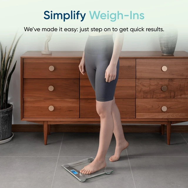 Alt view image 13 of 14 - Digital Body Weight Bathroom Scale, Large Blue LCD Backlight Display, High Precision Measurements,6mm Tempered Glass, 400 Pounds