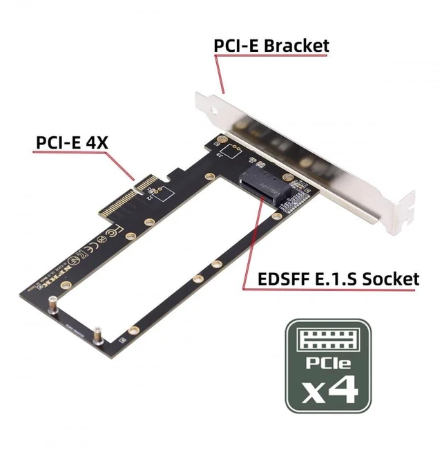 Alt view image 8 of 10 - CY Adapter PCI-E 4.0 4X Host Adapter to NVMe Ruler 1U GEN-Z EDSFF 9.5mm 15mm 25mm Thickness Short SSD E1.S with Heat Sink PM9A3 PM9D3 P5801X Carrier Adapter