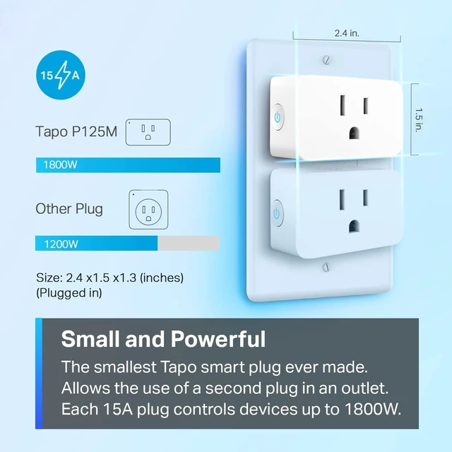 Alt view image 12 of 14 - Matter Supported Smart Plug Mini, Compact Design, 15A/1800W Max, Super Easy Setup, Works with Apple Home, Alexa & Google Home, UL Certified, 2.4G Wi-Fi Only, White, Tapo P125M(3-Pack)