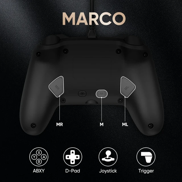 Alt view image 12 of 14 - Wired Pro Controller for Switch 2, C Button, 9-Axis, Hall Effect Joysticks Gamepad, Macro/Programmable, Back Button, Dual Vibration, 3.5mm Audio Jack