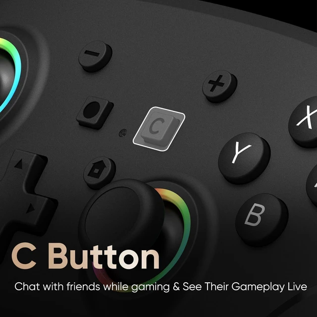Alt view image 9 of 14 - Wired Pro Controller for Switch 2, C Button, 9-Axis, Hall Effect Joysticks Gamepad, Macro/Programmable, Back Button, Dual Vibration, 3.5mm Audio Jack