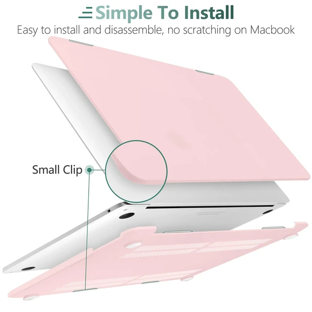 Alt view image 9 of 10 - DONGKE for MacBook Pro 13 inch Case 2023 2022 2021 2020 Release Model: A2338 M2/M1 A2289 A2251 with Touch Bar & Touch ID, Frosted Matte Plastic Hard Shell Case & Keyboard Cover, Solid Pink