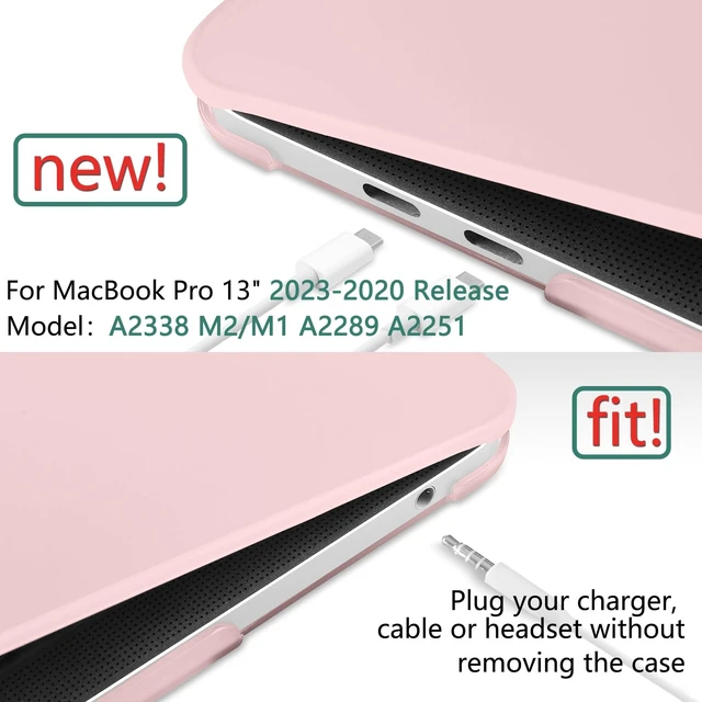 Alt view image 7 of 10 - DONGKE for MacBook Pro 13 inch Case 2023 2022 2021 2020 Release Model: A2338 M2/M1 A2289 A2251 with Touch Bar & Touch ID, Frosted Matte Plastic Hard Shell Case & Keyboard Cover, Solid Pink