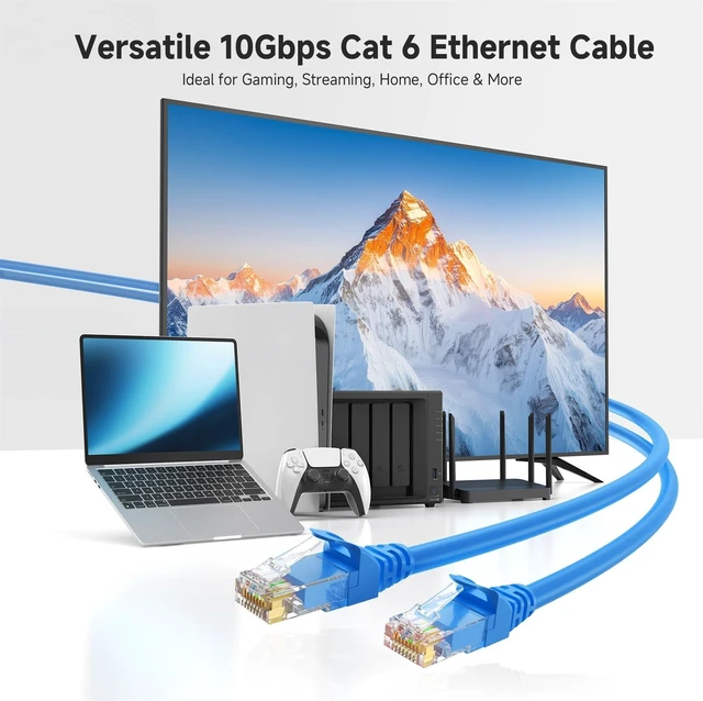 Alt view image 7 of 10 - Cable Matters 10Gbps Snagless Cat 6 Ethernet Cable - 75ft, Cat 6 Cable, Cat6 Cord, Ethernet Cord, Blue