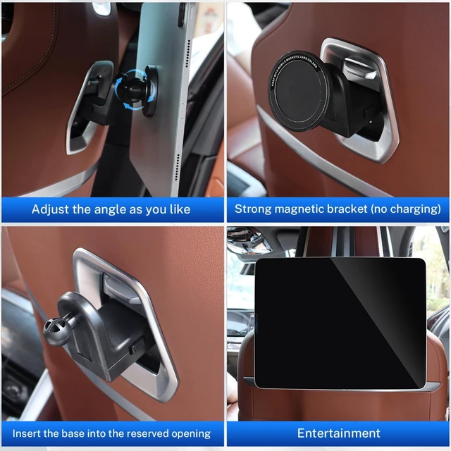 Alt view image 7 of 10 - KUNGKIC for Car Headrest Tablet Holder for BMW X3 X5 X6 I20 G05 G06 G45 G60 G61 G70 Adjustable Tablet Car Mount for Back Seat Road Trip Essentials Black (Magnetic)