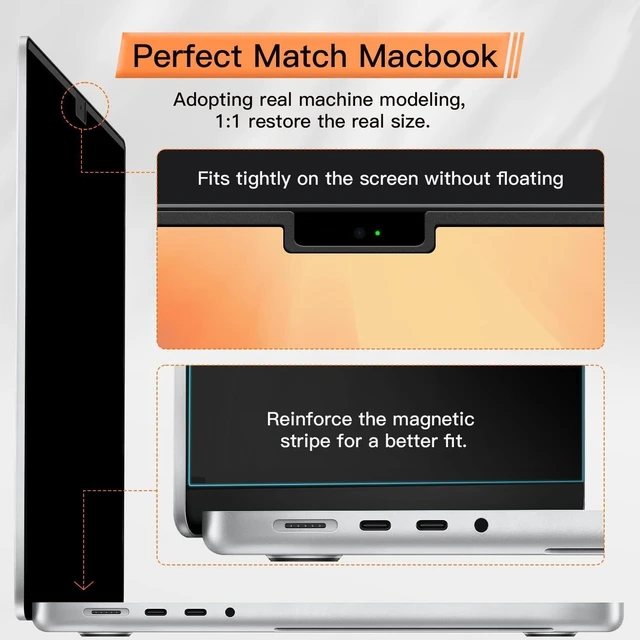 Alt view image 14 of 14 - Privacy Screen for MacBook Air 15 Inch 2023-2026 (M2 M3 M4 M5), Magnetic Removable Anti Glare Blue Light Filter Protector