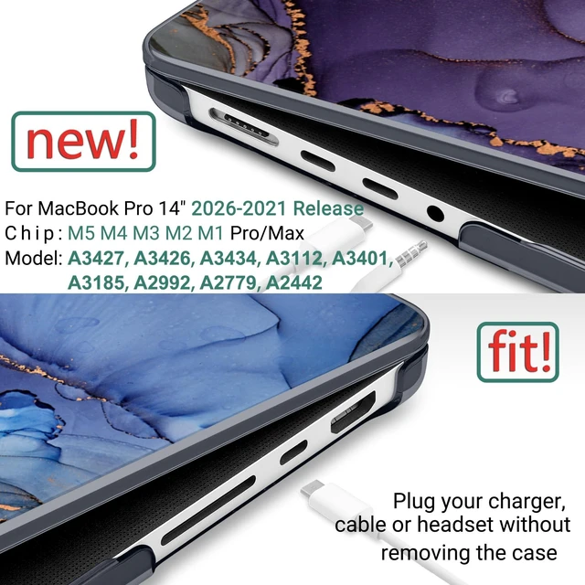 Alt view image 7 of 10 - DONGKE Case for MacBook Pro 14 Inch (2026-2021 Release, M5 M4 M3 M2 M1 Pro/Max Chip), Plastic Slim Hard Shell Protective Cover with Keyboard Cover & Screen Protector, Abstract Marble