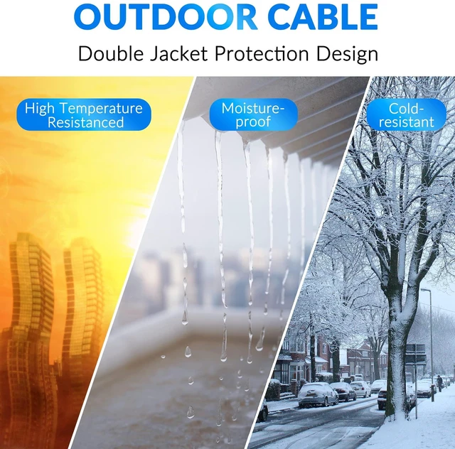 Alt view image 9 of 10 - Cat5e Outdoor Ethernet Cable 100 Feet, Cat 5e Heavy Duty Internet Network LAN Cable, More Flexible Than Cat 6, Waterproof, PVC & LLDPE UV Double Jackets for in Wall, Direct Burial, Router, POE, Indoor