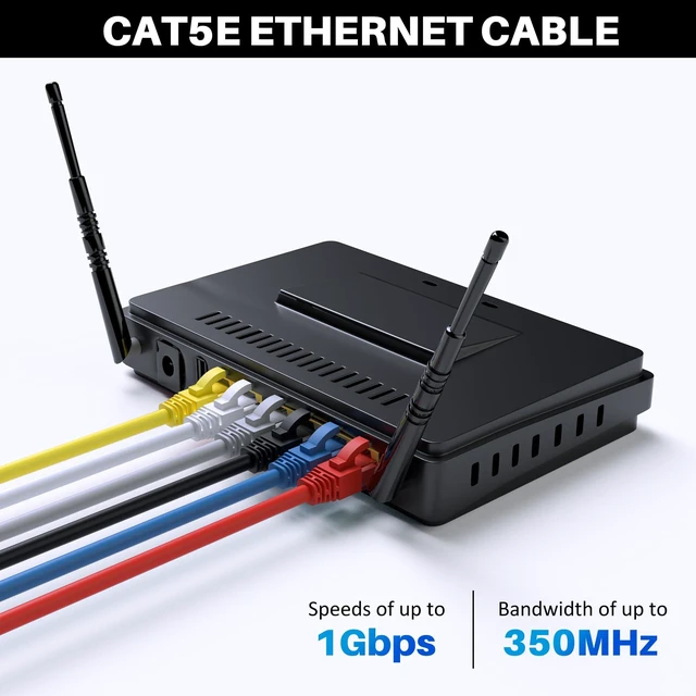 Alt view image 9 of 10 - Cat5e Ethernet Cable 300 FT, Cat 5e Internet Cable, Blue Snagless Patch Cord, Flexible, Network, LAN, PoE, Standard RJ45 Connector for PC, Server, Router, Modem, TV, PS5 - with 15 Cable Ties
