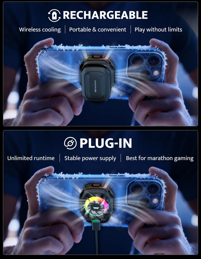 Alt view image 10 of 14 - Magnetic Cell Phone Cooler for Gaming, Portable Phone Cooling Fan with Rechargeable Battery, Phone Radiator with RGB Light, Compatible with iPhone/Samsung/Android/iPad/Tablet (DK-GT)