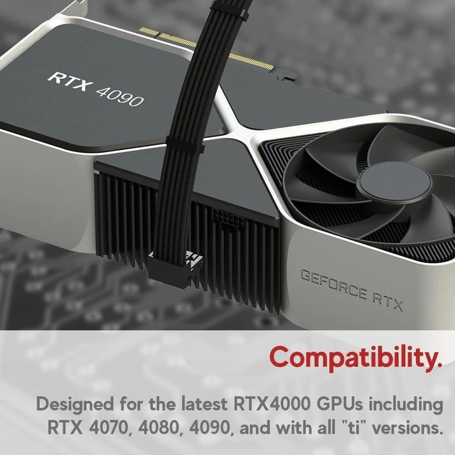 Alt view image 10 of 10 - LINKUP 12VHPWR PSU-GPU Power Cable ^^ Compatible with NIVIDA RTX 5080/5070 and All RTX GPUs ^^ 600W 16Pin/12+4 PCIe 5.0 Cable ^^ 70cm - Left Angle