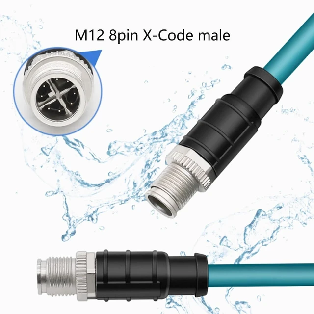 Alt view image 8 of 10 - 3.28ft M12 8 Pin to RJ45 Industrial Ethernet Cable, M12 8 Pin X Code Male to RJ45 Female Connector Cable High Flex Cat6 Shielded Field Wireable Cable Assembly for Automation Application 1Meter