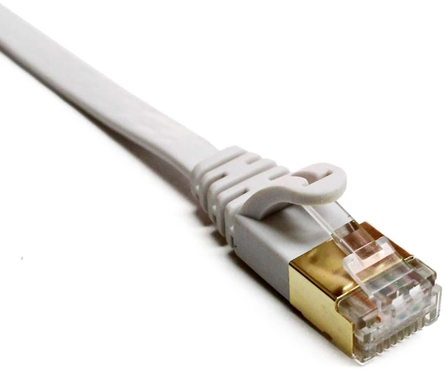 Alt view image 10 of 12 - Tera Grand - 100FT - CAT7 10 Gigabit Ethernet Ultra Flat Patch Cable for Modem Router LAN Network, Gold Plated Shielded RJ45 Connectors, Faster Than CAT6a CAT6 CAT5e, White