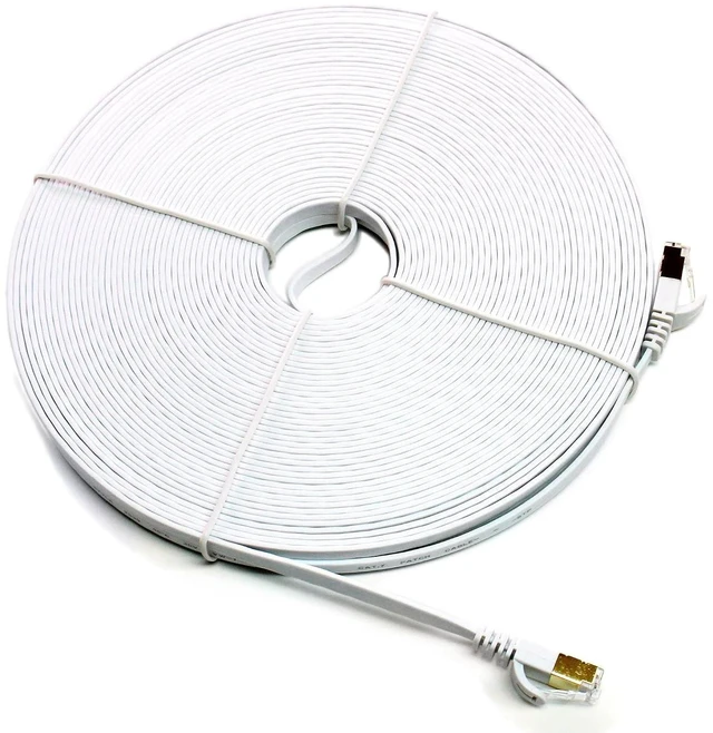 Alt view image 8 of 12 - Tera Grand - 100FT - CAT7 10 Gigabit Ethernet Ultra Flat Patch Cable for Modem Router LAN Network, Gold Plated Shielded RJ45 Connectors, Faster Than CAT6a CAT6 CAT5e, White