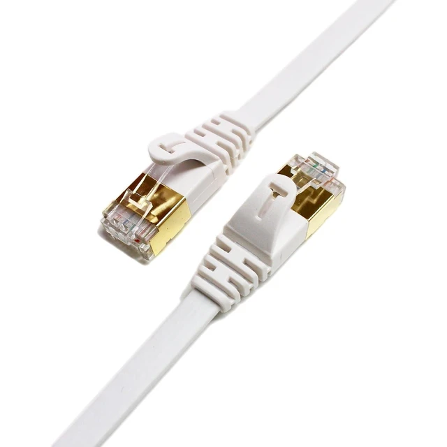 Alt view image 7 of 12 - Tera Grand - 100FT - CAT7 10 Gigabit Ethernet Ultra Flat Patch Cable for Modem Router LAN Network, Gold Plated Shielded RJ45 Connectors, Faster Than CAT6a CAT6 CAT5e, White