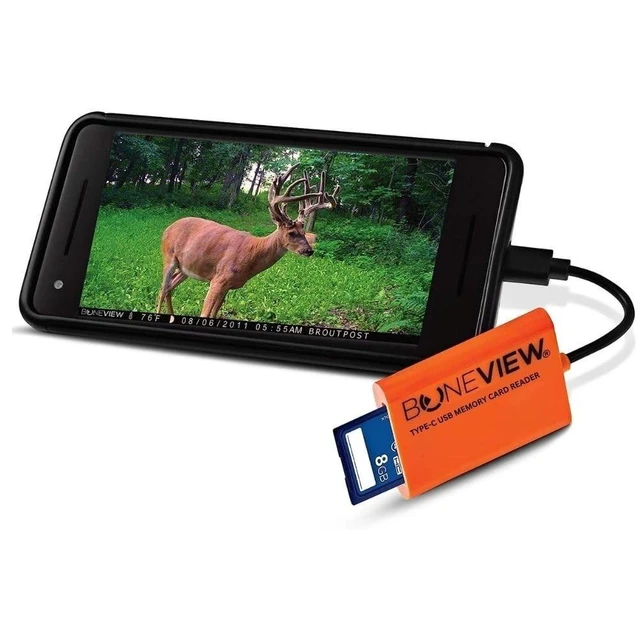 Alt view image 6 of 10 - SD Card Reader for Android - Type C USB Trail Camera Viewer by BoneView - Backup Play Save and Share Deer Hunting Photo & Video from Game Cam Memory Chips on Most USB-C Smart Phones
