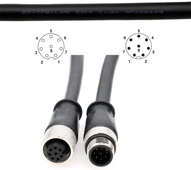 Alt view image 8 of 10 - HangTon Ethernet Extension Cable for Humminbird Helix 7 8 9 10 12 15 G2N to Minn Kota Terrova Motor, Fish Finder Network Switch, 8 Pin Male Female, Waterproof 3m