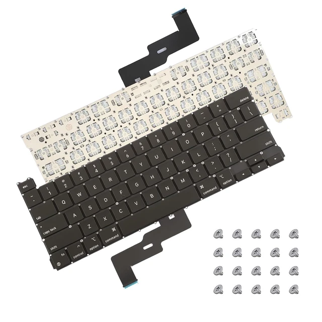 Alt view image 6 of 10 - Keyboard (US English) + Screws Kit Replacement for MacBook Pro 13" A2338 2020 Keyboard