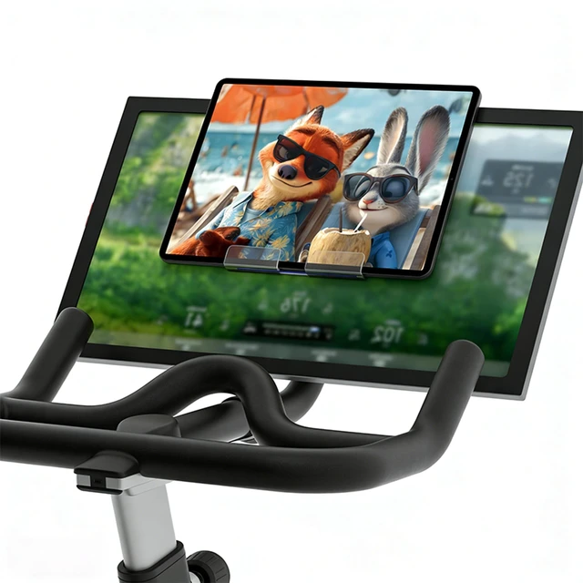 Alt view image 6 of 10 - Qsxou Exercise Bike Tablet Holder, Screen-Top Mount with Non-Slip Pad, Clear Stand for Stationary Bike,Peloton Bike & Plus & Tread & Row Compatible with iPad and Most Devices