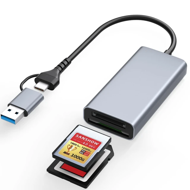 Alt view image 6 of 10 - Professional CFexpress Type A and SD Dual-Slot Memory Card Reader with USB 3.2 Gen 2 (10Gbps) Transfer Speed, Lecnvuo USB-C&USB-A 2-in-1 CFexpress Type A/SD Card Adapter