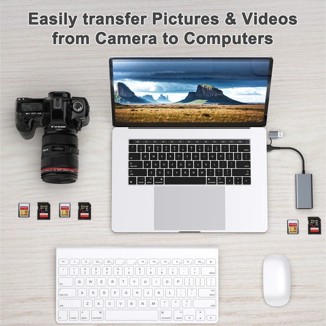 Alt view image 10 of 10 - Professional CFexpress Type A and SD Dual-Slot Memory Card Reader with USB 3.2 Gen 2 (10Gbps) Transfer Speed, Lecnvuo USB-C&USB-A 2-in-1 CFexpress Type A/SD Card Adapter