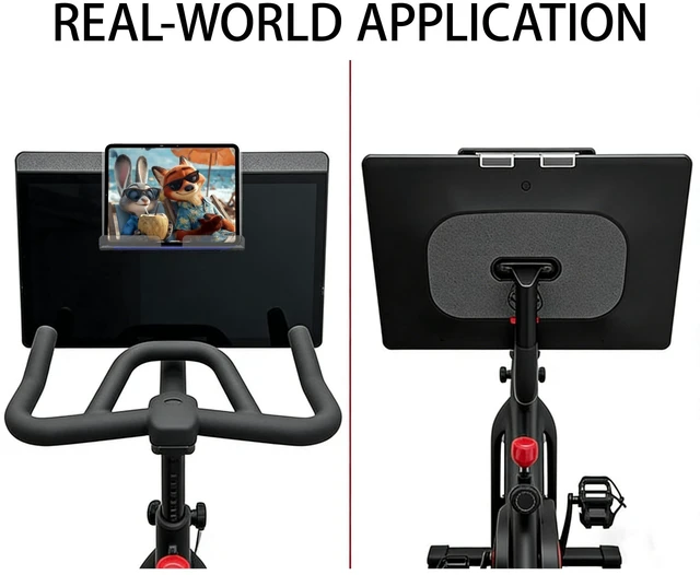 Alt view image 10 of 10 - Qsxou Exercise Bike Tablet Holder, Screen-Top Mount with Non-Slip Pad, Clear Stand for Stationary Bike,Peloton Bike & Plus & Tread & Row Compatible with iPad and Most Devices