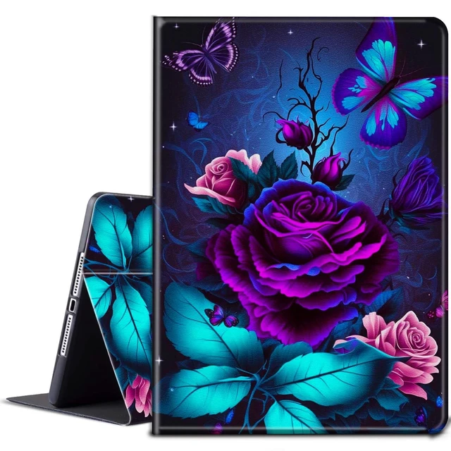 Alt view image 6 of 10 - for Samsung Galaxy Tab A9 Plus Case 2023 Galaxy Tab A11 Plus Case 2025 11 inch with Adjustable Stand & Auto Wake/Sleep Feature Smart Protect Cover - Purple Rose and Blue Butterfly