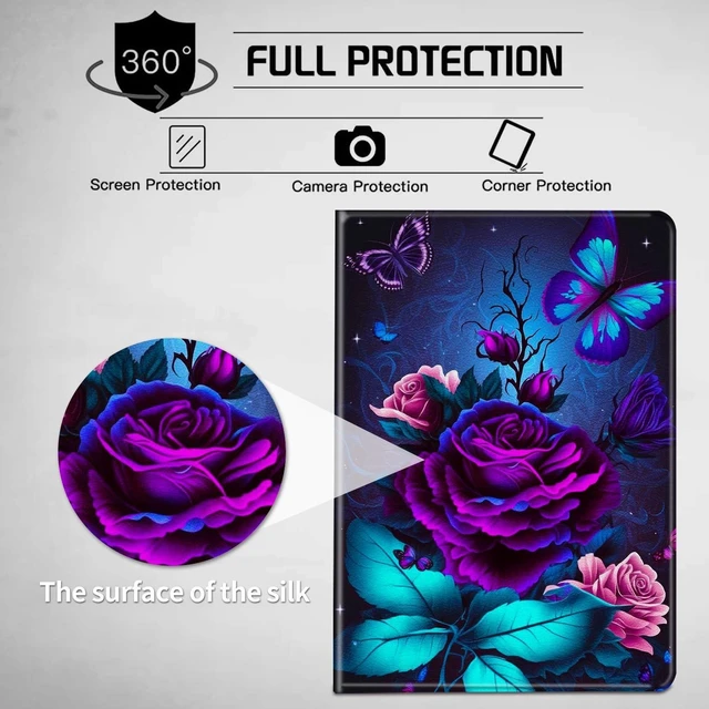 Alt view image 10 of 10 - for Samsung Galaxy Tab A9 Plus Case 2023 Galaxy Tab A11 Plus Case 2025 11 inch with Adjustable Stand & Auto Wake/Sleep Feature Smart Protect Cover - Purple Rose and Blue Butterfly