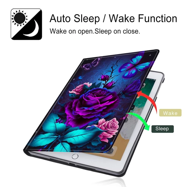 Alt view image 8 of 10 - for Samsung Galaxy Tab A9 Plus Case 2023 Galaxy Tab A11 Plus Case 2025 11 inch with Adjustable Stand & Auto Wake/Sleep Feature Smart Protect Cover - Purple Rose and Blue Butterfly