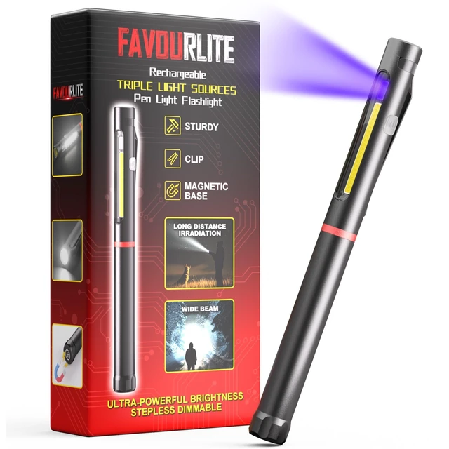 Alt view image 8 of 14 - Pen Light Flashlight, 800 Lumens LED Pen Flashlights Rechargeable 6 Modes COB Magnetic Flashlight with Clip Bright Pocket Flashlights Work Light Portable Waterproof Durable Penlight (1, 7.08in)