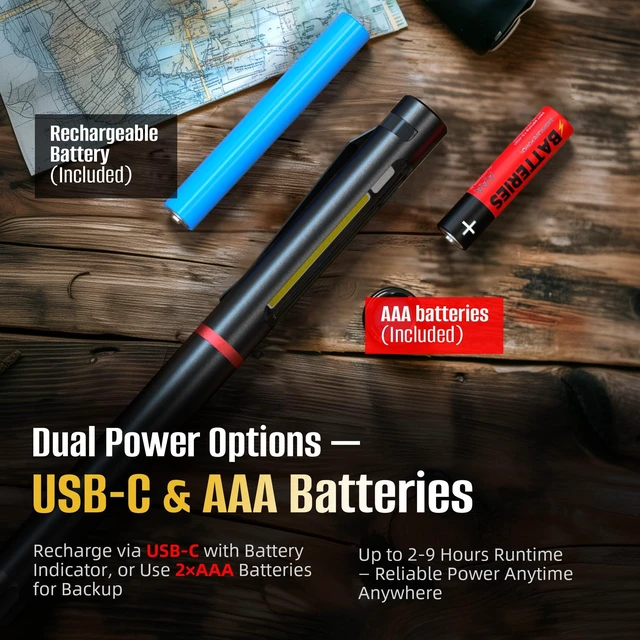 Alt view image 13 of 14 - Pen Light Flashlight, 800 Lumens LED Pen Flashlights Rechargeable 6 Modes COB Magnetic Flashlight with Clip Bright Pocket Flashlights Work Light Portable Waterproof Durable Penlight (1, 7.08in)