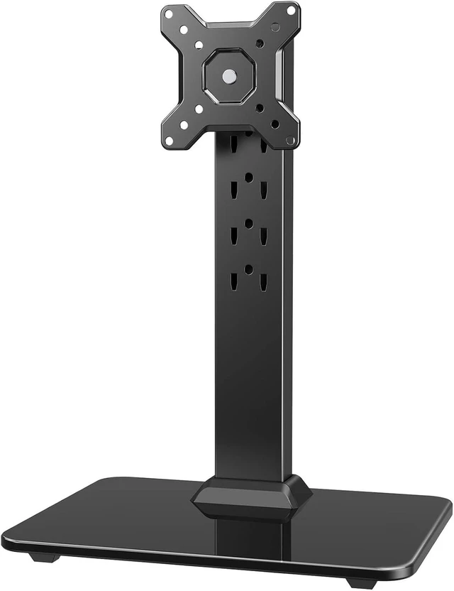 Alt view image 8 of 14 - Monitor Stand, Freestanding VESA Mount for 13 to 34 Inch Screens, Holds up to 44lbs, 5 Height Options, Swivel Desk Stand Riser With 360 Rotation, VESA 75x75mm/100x100mm