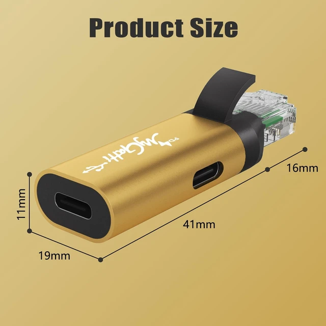 Alt view image 10 of 10 - USB C to Ethernet Adapter with 100W Power Delivery, RJ45 Male to USB C Female Network LAN Adapter, Built-in Smart Chip, 1Gbps, Charging and Surfing 2 in 1, Supports PC, Laptop, Tablet, Smartphone