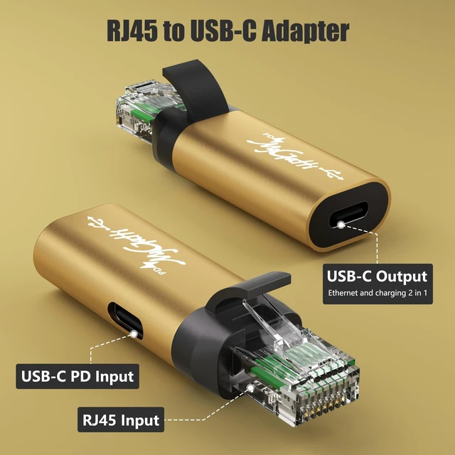 Alt view image 9 of 10 - USB C to Ethernet Adapter with 100W Power Delivery, RJ45 Male to USB C Female Network LAN Adapter, Built-in Smart Chip, 1Gbps, Charging and Surfing 2 in 1, Supports PC, Laptop, Tablet, Smartphone