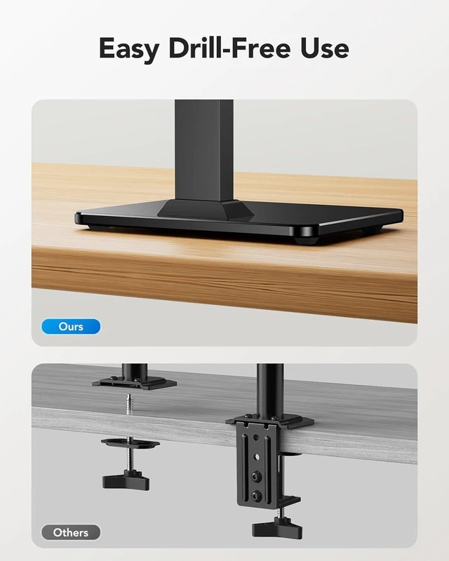 Alt view image 13 of 14 - Monitor Stand, Freestanding VESA Mount for 13 to 34 Inch Screens, Holds up to 44lbs, 5 Height Options, Swivel Desk Stand Riser With 360 Rotation, VESA 75x75mm/100x100mm